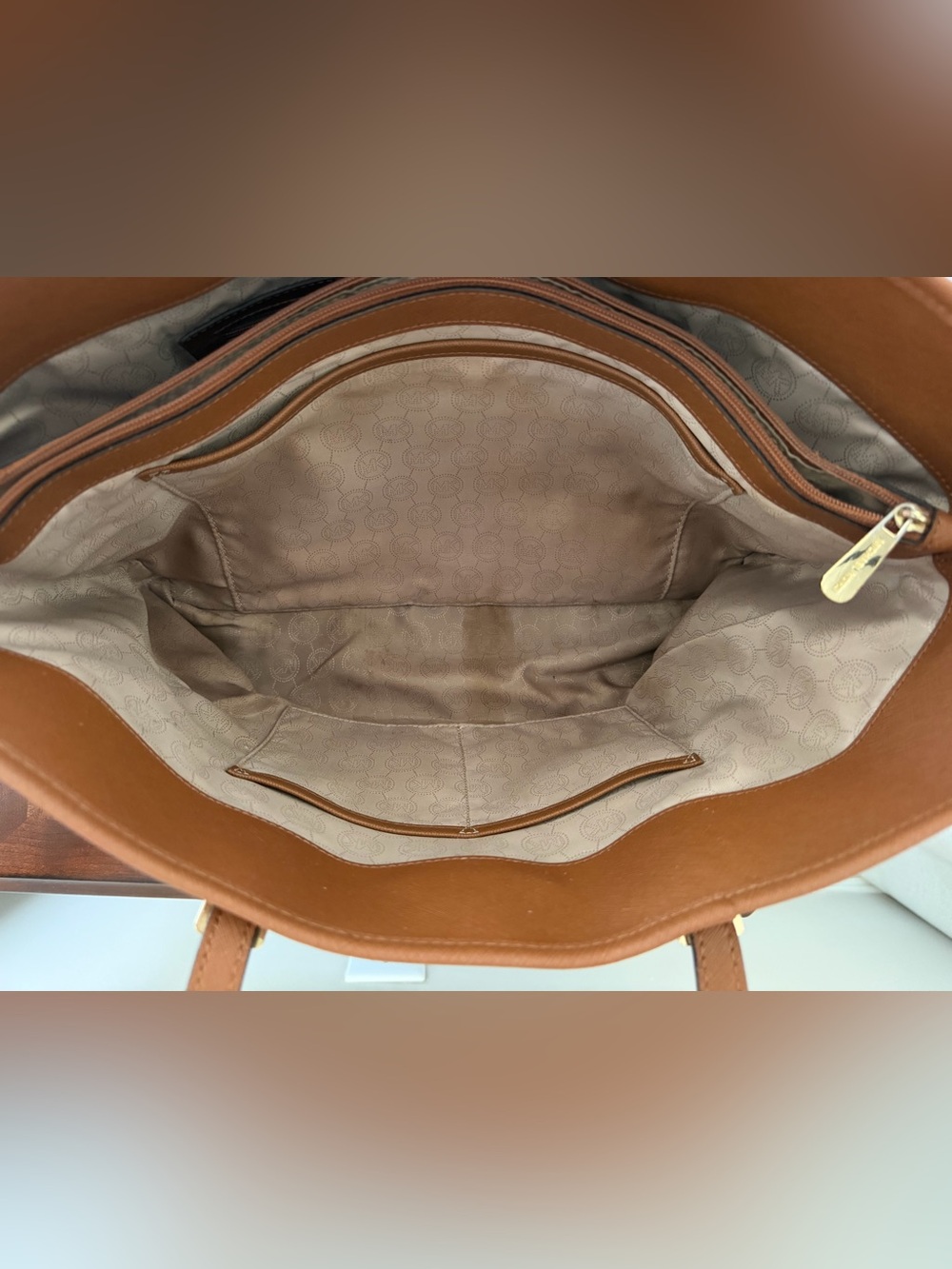Michael Kors Large Cognac Leather Tote - Picture 8 of 9